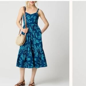 J Crew Factory Poplin corset midi dress CA410 Size 10 NWT Tropical